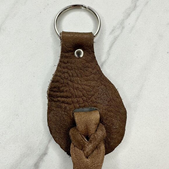 Soft Brown Leather Fringe Western Boho Keychain Keyring - Picture 4 of 7